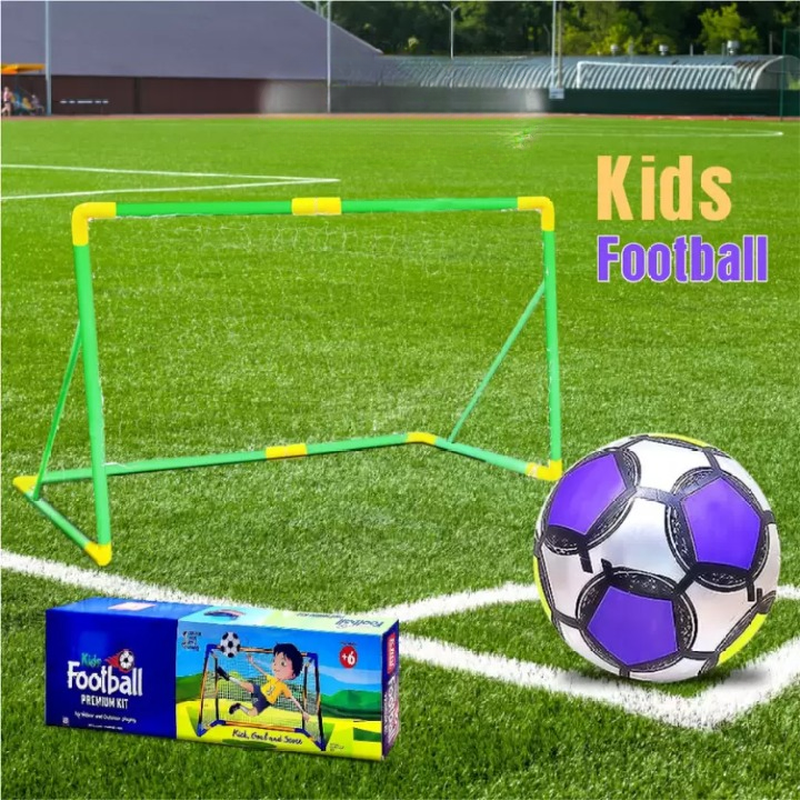 Football Set with Post Net Training Practice Set (1 football net, 1 inflatable ball, 6 connectors, and 4 pipe)| 6+ Years