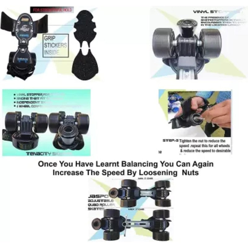 Tenacity Adjustable Senior Roller Skates | Suitable for Age Group 6-14 yrs| Size 6 UK