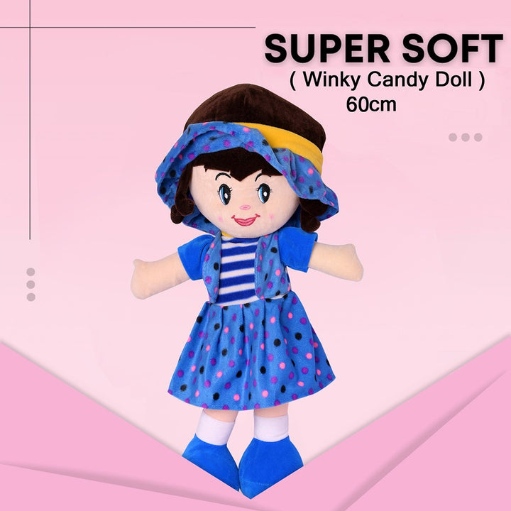 Blue Super Soft Stuffed Huggable Girl Winky Doll | Washable - Height 60 cm