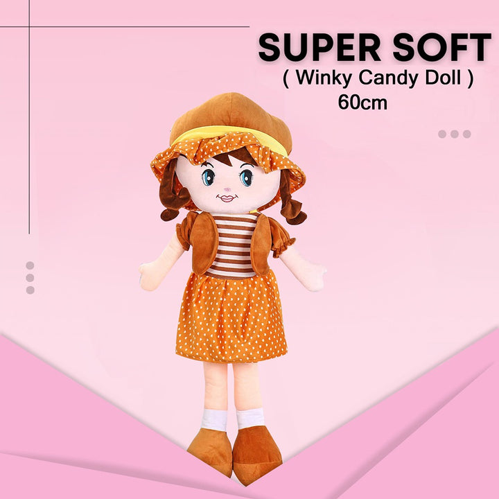 Brown Super Soft Stuffed Huggable Girl Winky Doll | Washable - Height 60 cm