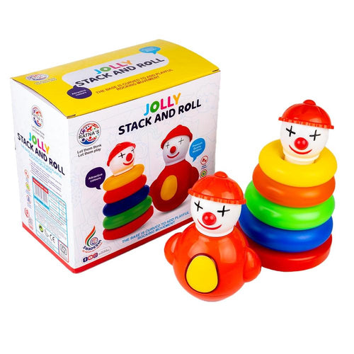 Ratnas Jolly Stack & Roll Joker Face  2 in 1 Set of Stacking Rings & Roly Poly Rattling