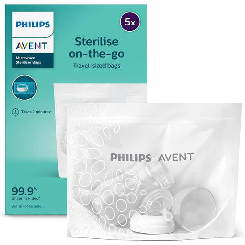 Philips Avent Microwave Sterilizing Bag (Pack of 5 Bags for 100 Uses) | Kills 99.9% Germs & Bacteria | SCF297/05