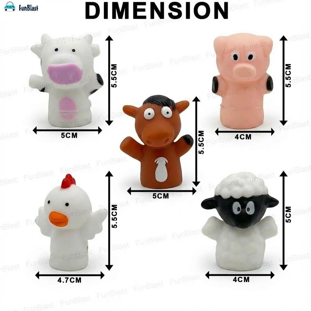 FunBlast Farm Animal Finger Puppets for Kids | Storytelling & Pretend Play Toys for Toddlers (Pack of 5)