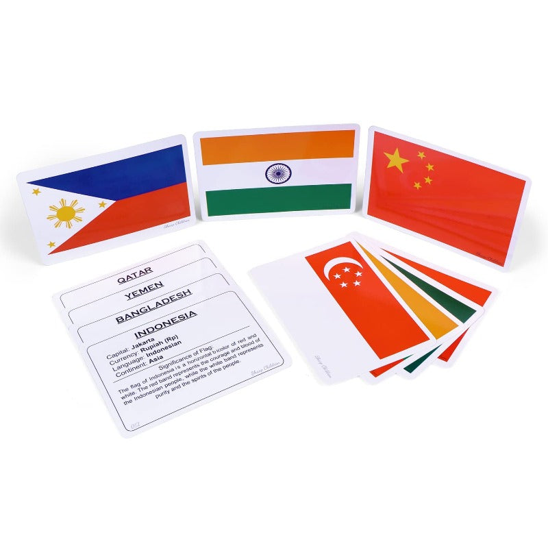 Big Size Flags Flash Cards for Kids, Wipe and Clean, Laminated Activity Flash Cards