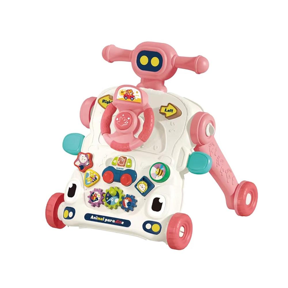 Baby Activity Walker Toddler Sit-to-Stand | 3-in-1 Musical Push Walker with Shape Sorter & Interactive Toys -Pink