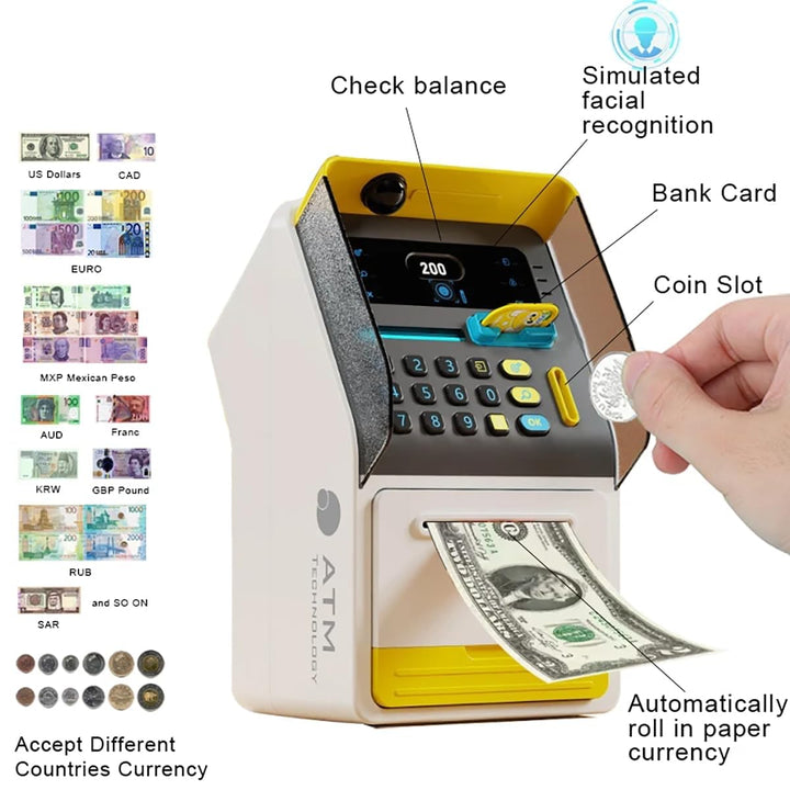 Lumo Brilliant Toys Face Recognition ATM Piggy Bank for Kids with Debit Card | Talking ATM Machine
