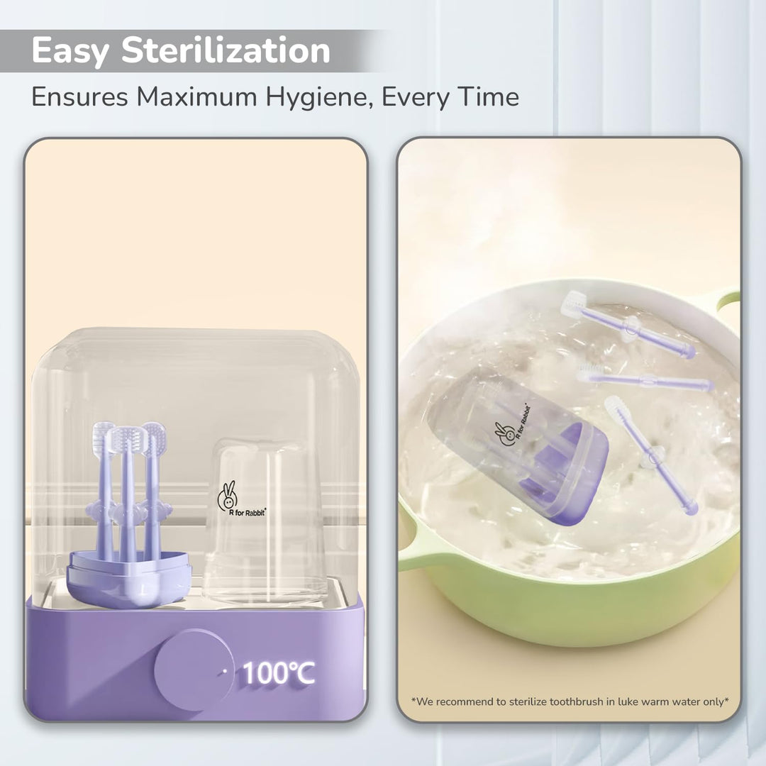 R for Rabbit Tiny Smiles Pixie Purple Toothbrush Set – 3-in-1 Oral Care for Babies