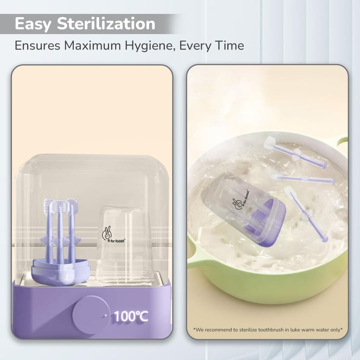 R for Rabbit Tiny Smiles Pixie Purple Toothbrush Set – 3-in-1 Oral Care for Babies