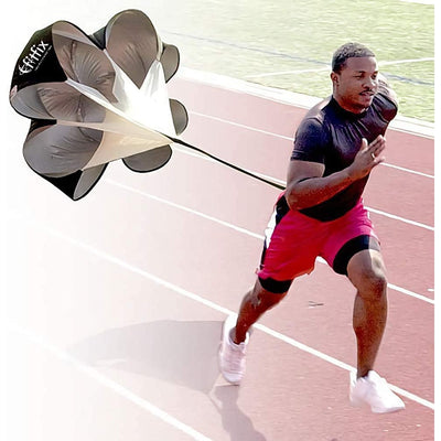 Fitfix Running Speed Resistance Parachute (48 Inches) | Nylon Fabric Black Sports Training Chute