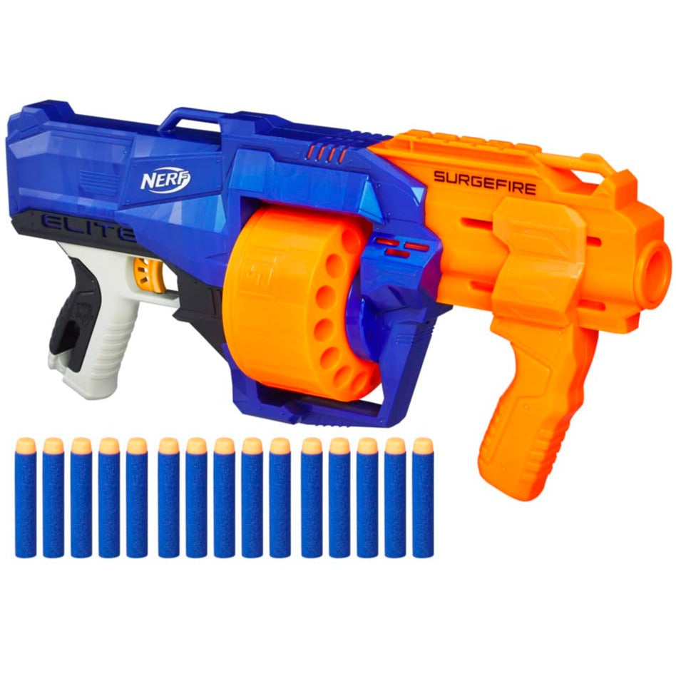 Original Nerf N-Strike Surgefire Elite Dart Blaster with 15 Darts by Hasbro