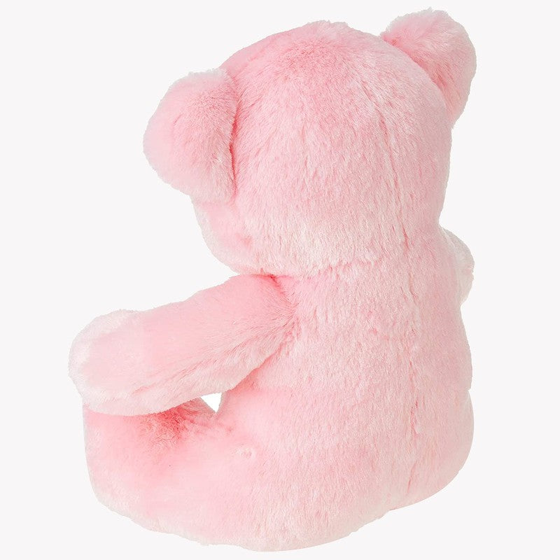 Plush Cute Sitting Teddy Bear Soft Toys with Neck Bow and Foot Print - Pink 35 cm