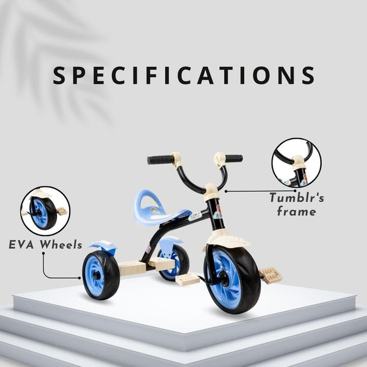 Kids Alpha 33 Tricycle with Light & Sound Feature | Light Blue | COD Not Available