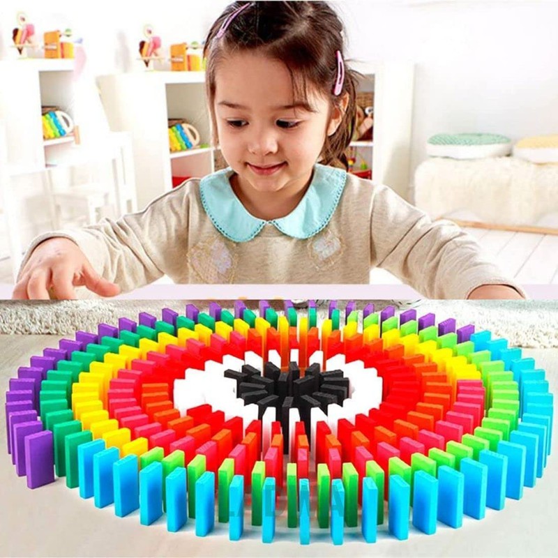 12 Color Wooden Dominos Blocks Set - 120 pcs