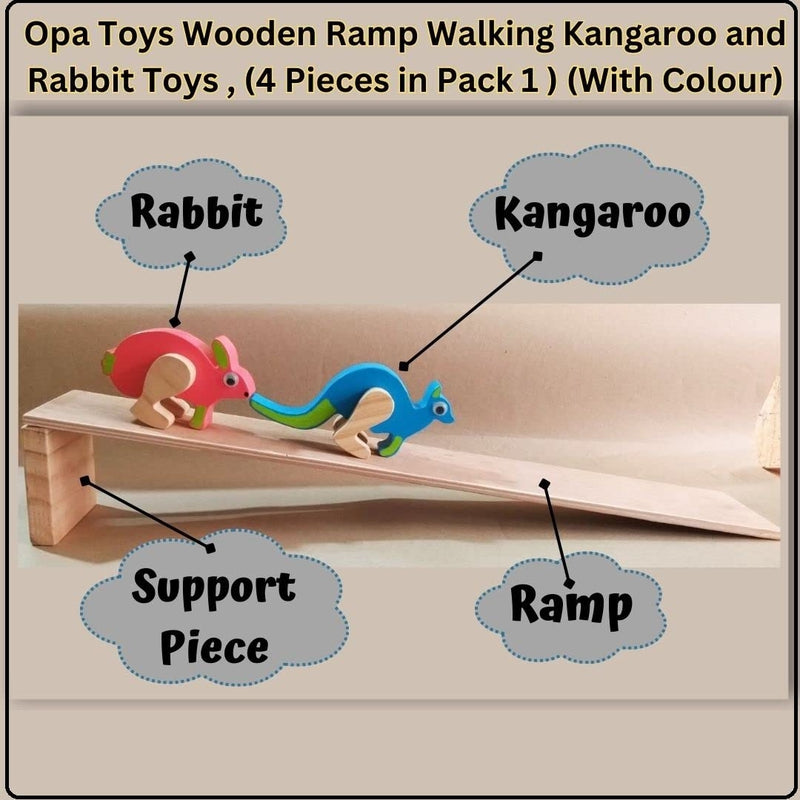 Wooden Ramp Walking Toys Kangaroo and Rabbit - Classic