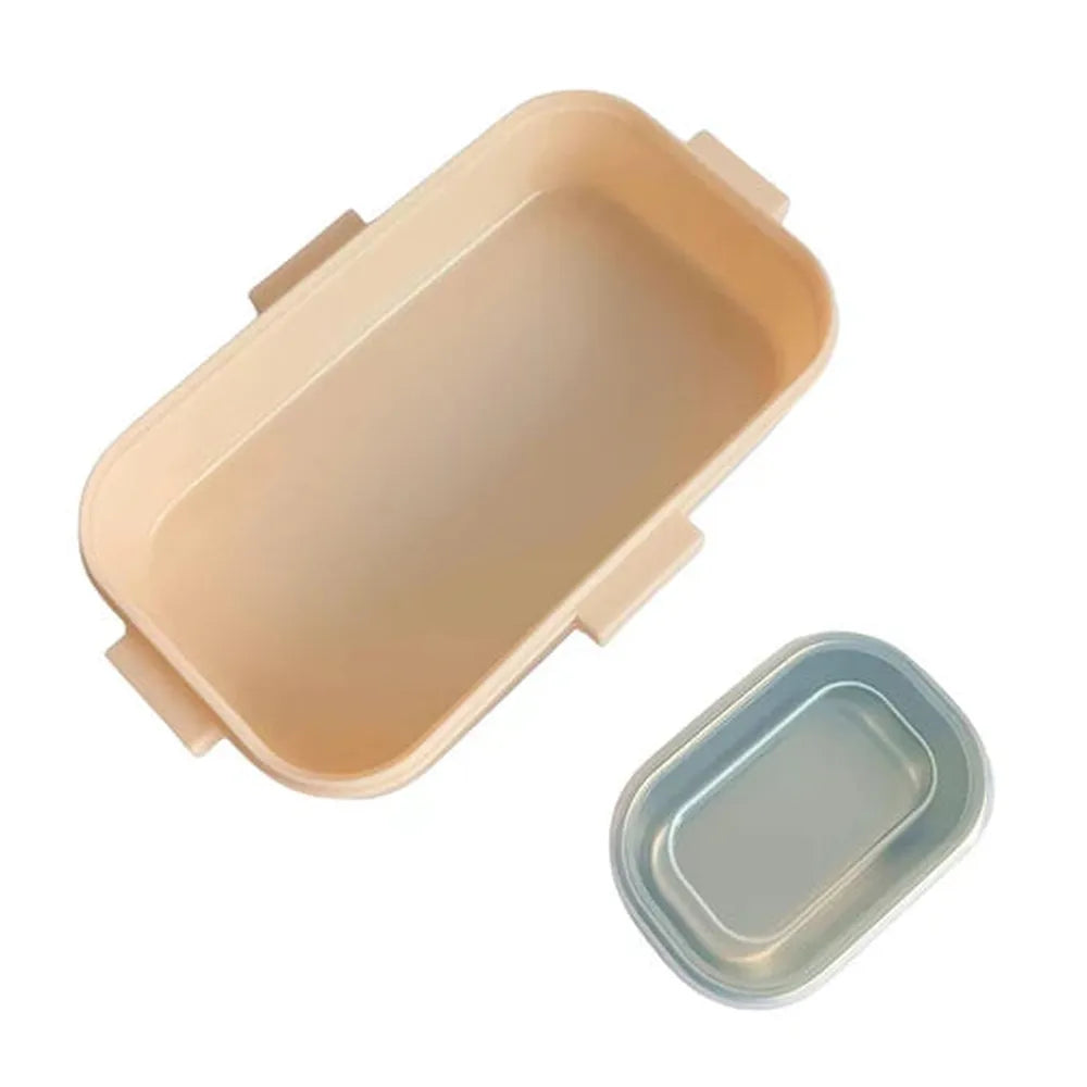 CuddleNest 2 Compartments Stainless Steel Lunch Box | 700ml + 100ml Soup Bowl