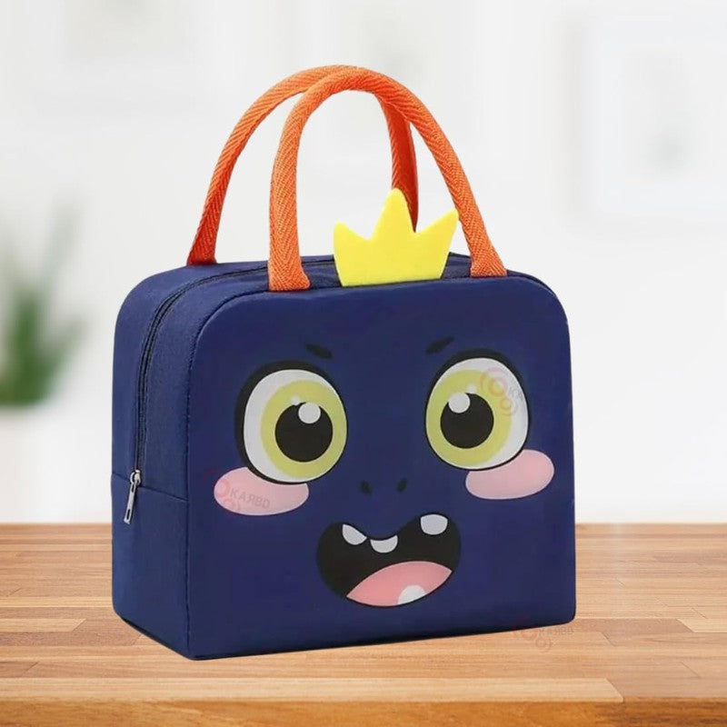 Insulated Lunch Box Bag with Aluminium Foil Insulation | Blue Colour, Doodle Crown Design