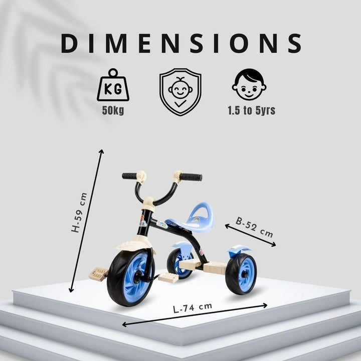 Kids Alpha 33 Tricycle with Light & Sound Feature | Light Blue | COD Not Available