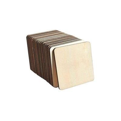 Blank Square Wooden Boards for Painting, Cutting & DIY Crafts (50 Pcs)
