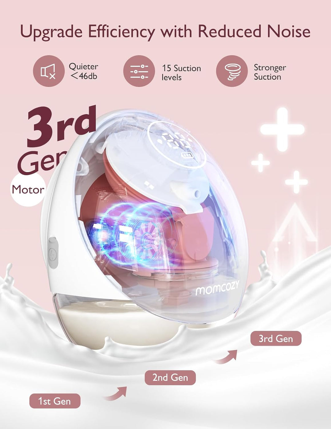 Momcozy M9 Mobile Flow Hands-Free Breast Pump | 3 Modes & 15 Levels, 24mm