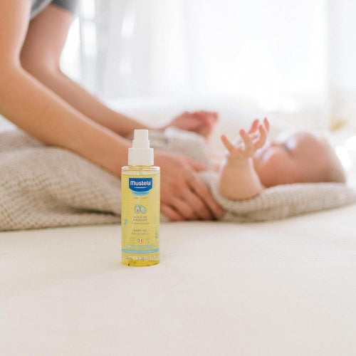 Mustela Baby Massage Oil - 100ml | Avocado Oil, Sunflower Oil & Protective Vegetable Oil