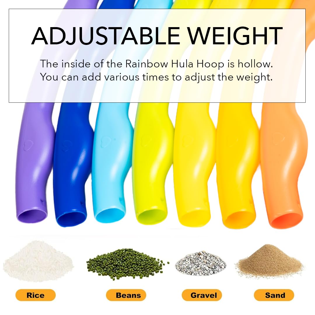 Ratna's Rainbow Hula Hoop for Kids | Detachable 7-Piece Interlockable Hoops