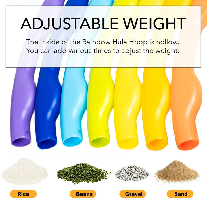 Ratna's Rainbow Hula Hoop for Kids | Detachable 7-Piece Interlockable Hoops