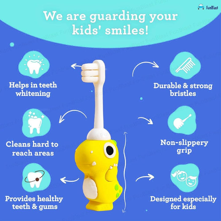 FunBlast Kids Toothbrush | Animal Design with Extra-Soft Microfiber Bristles