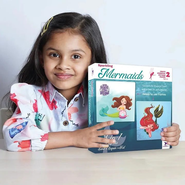 Toykraft Sparkling Mermaids - Sand and Sequin DIY Art Kit, Creative Craft Activity
