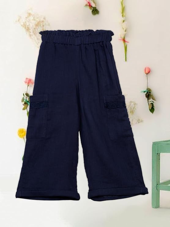 Saka Designs Navy Blue Flare Pants for Girls
