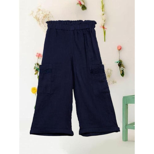 Saka Designs Navy Blue Flare Pants for Girls
