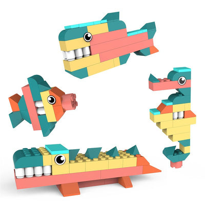 4 in 1 Water Animals ABS Building Blocks Kit, Bricks and Blocks Construction Play Set - (67 Pcs)