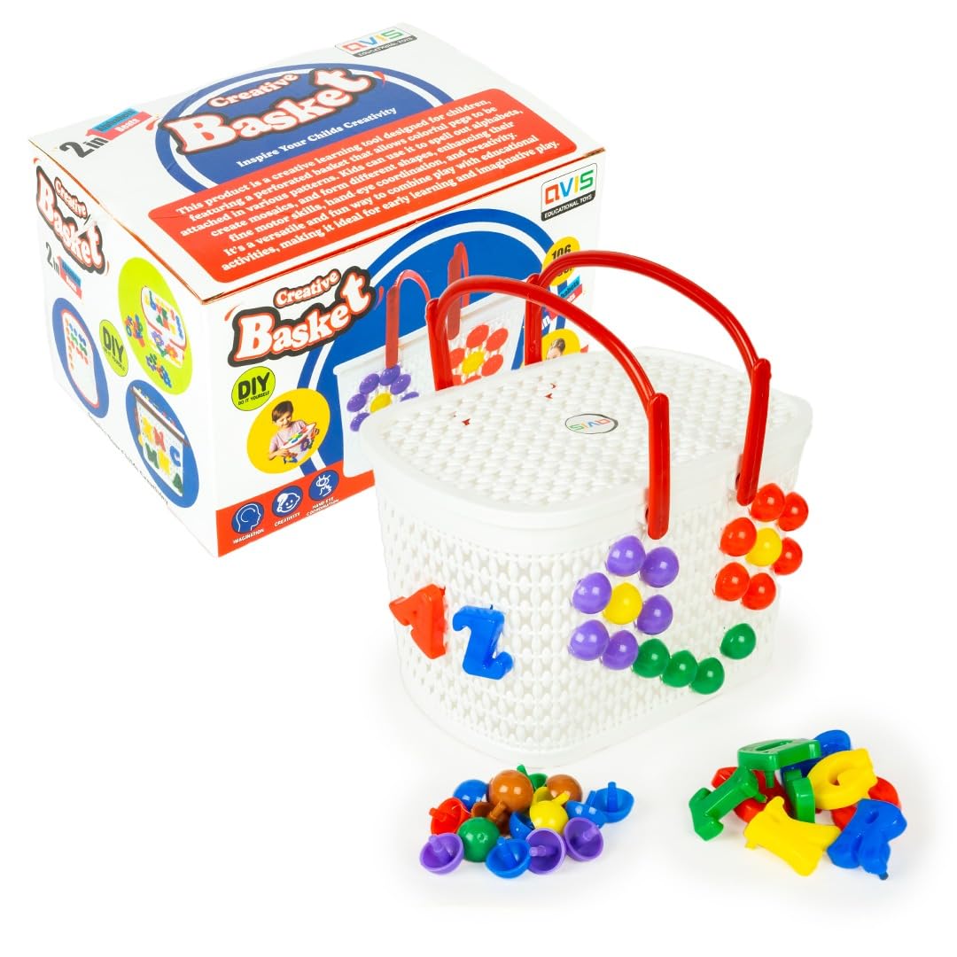 Avis by Ratna's Creative Basket – 2 in 1  Colourful Pegs & Alphabets I Educational DIY Kit