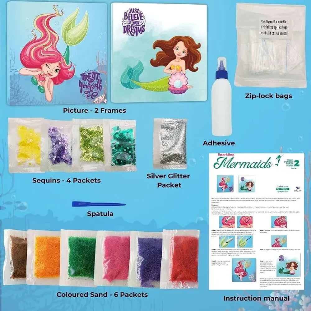 Toykraft Sparkling Mermaids - Sand and Sequin DIY Art Kit, Creative Craft Activity