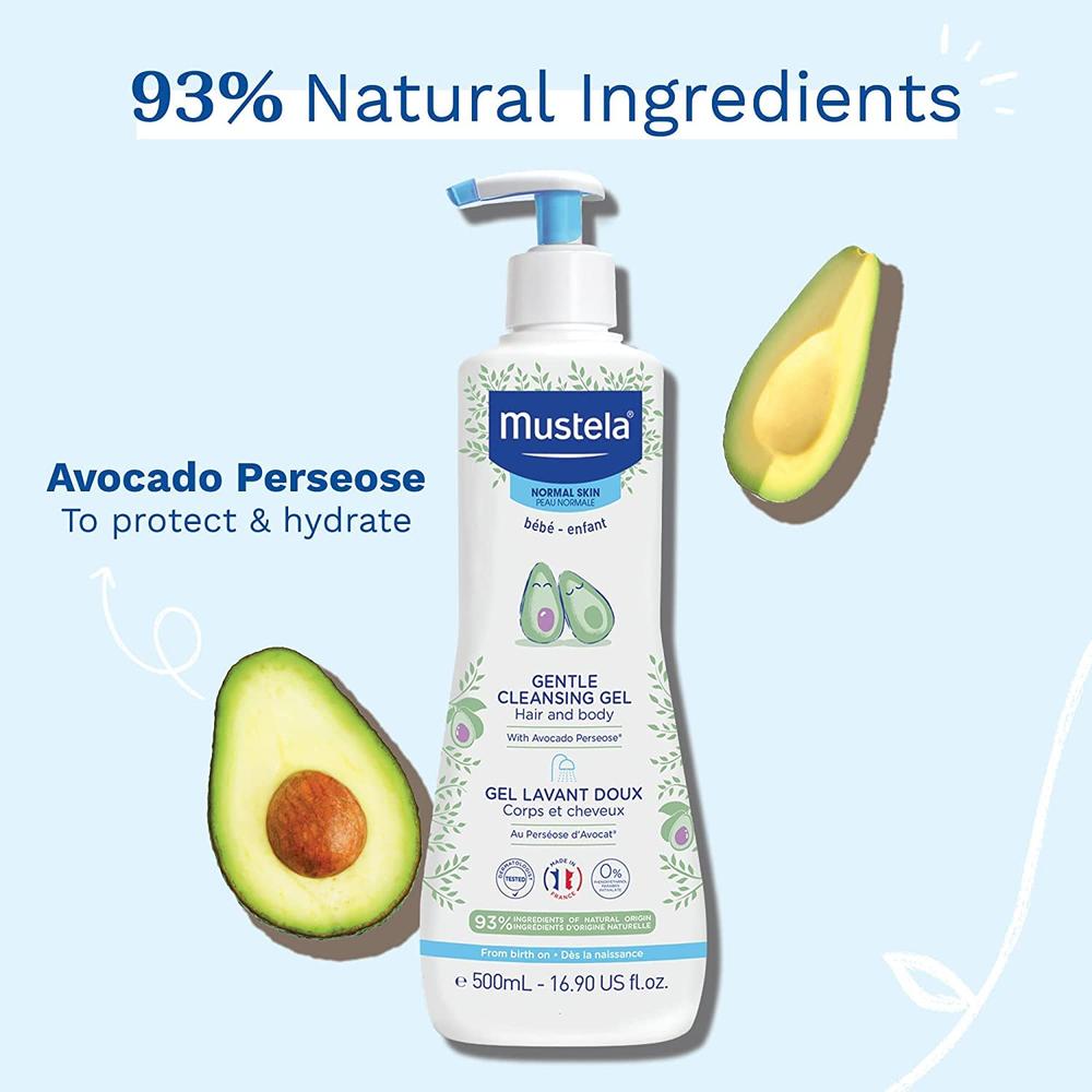 Mustela Gentle Cleansing Gel with Avocado - 500ml | Head to Toe Wash for Bath
