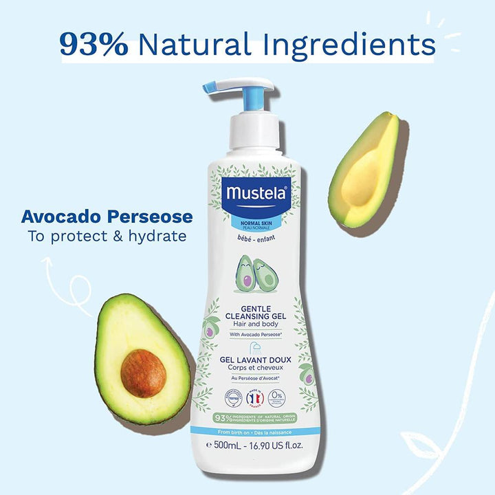 Mustela Gentle Cleansing Gel with Avocado - 500ml | Head to Toe Wash for Bath
