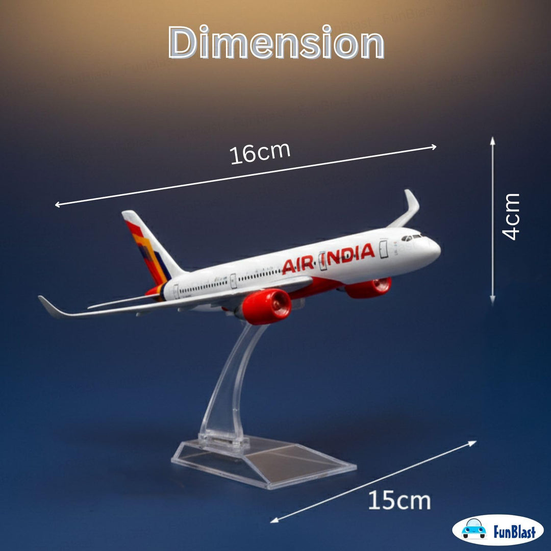 FunBlast Diecast Airplane Model Toy – A320 Air India | Scale Model for Display & Collection