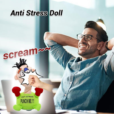 Electric Anti Stress Punch Me Plush Doll | Interactive Vent Emotion Toy with Screaming Sound