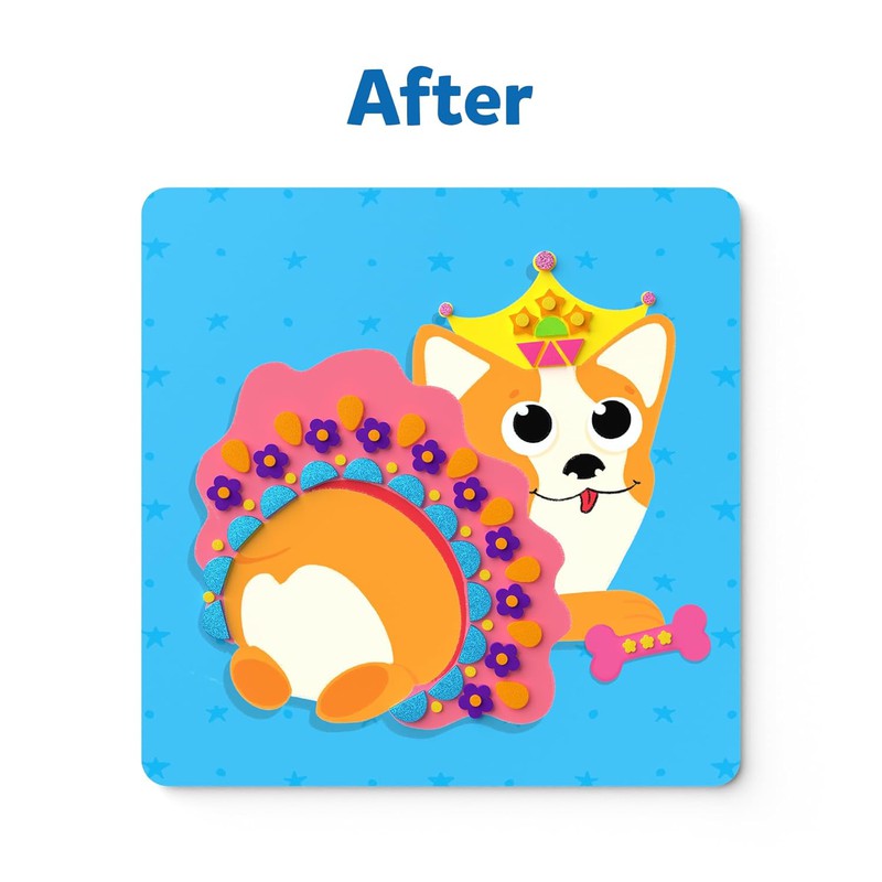 Fun With Foam Puppies Art Activity with Colorful Foam Stickers