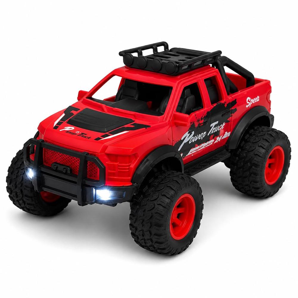 FunBlast Off-Road Toy Cars for Kids | Mini Pull-Back Monster Trucks with Big Wheels- Red