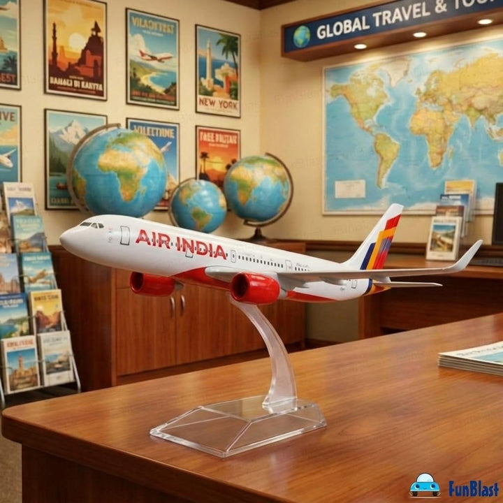 FunBlast Diecast Airplane Model Toy – A320 Air India | Scale Model for Display & Collection