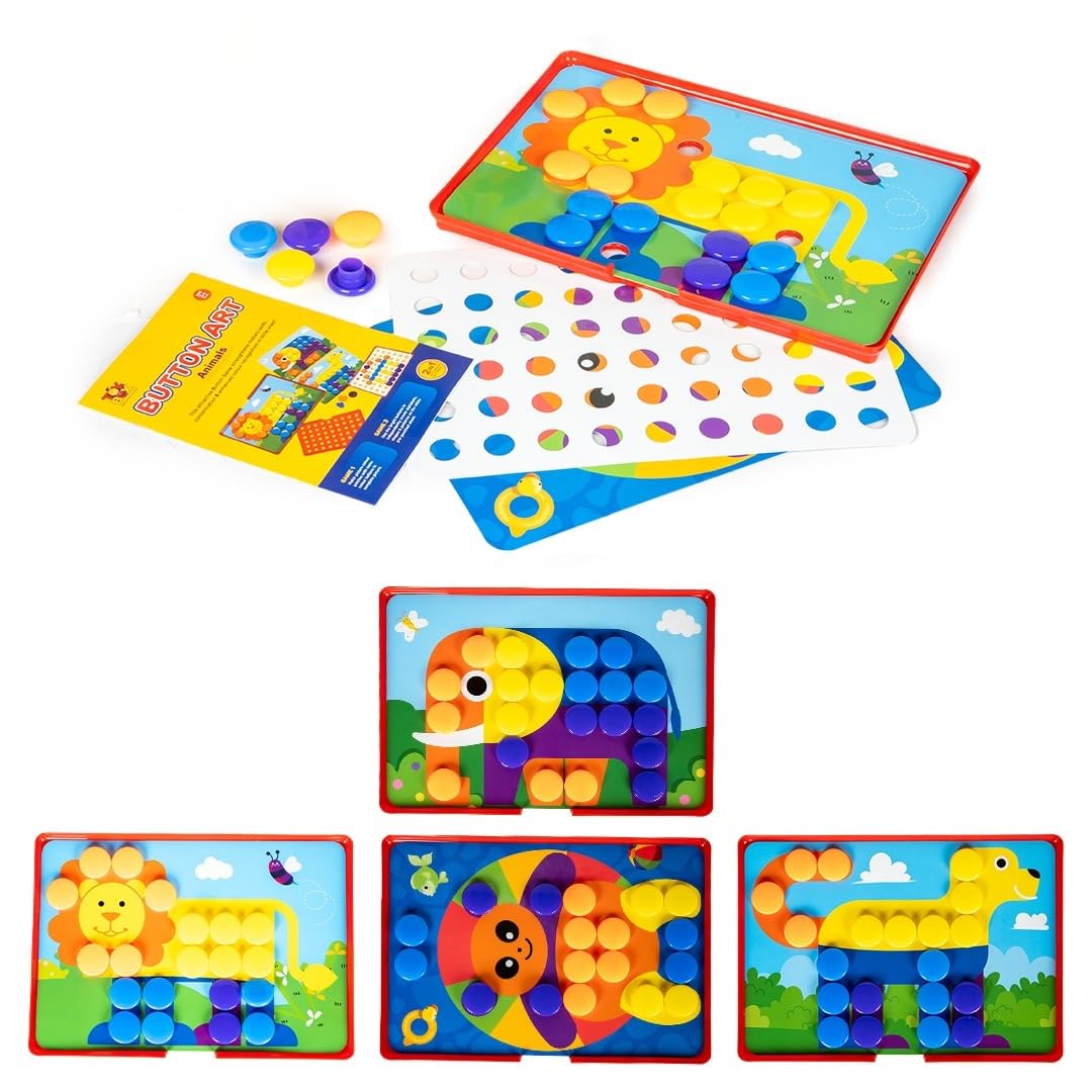 Toy Box by Ratna Button Art - Animals | 2-in-1 Pictures & Patterns | Educational Kit
