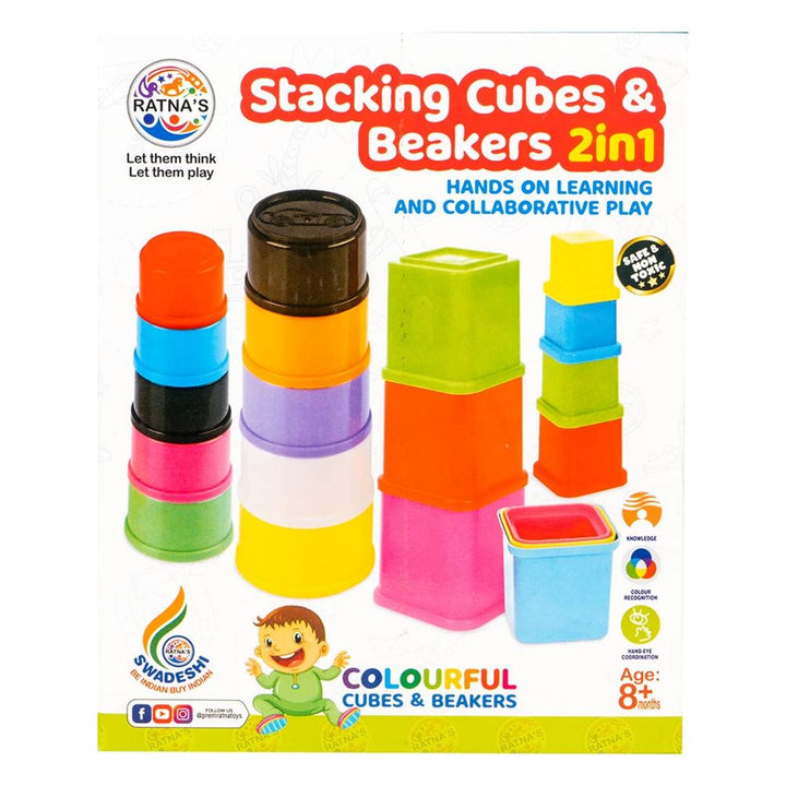 Ratna's 2 In 1 Shape Stacking Cubes & Beakers