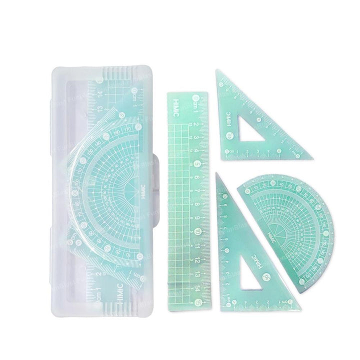 FunBlast 4-in-1 Geometry Ruler Set | Protractor, Set Squares & Rulers for School and Math