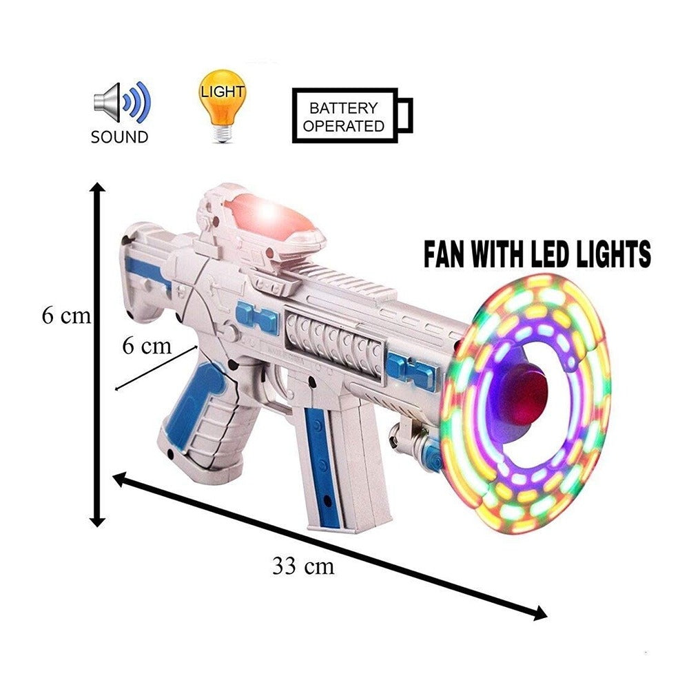 Space Gun Toy with Sound & LED Matrix Flashing Rotating Blades