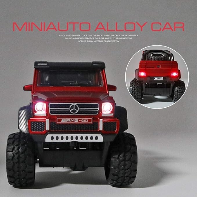 Resembling Amg 6X6 Kids Metal Diecast Car Modal Zinc Alloy Pull Back Car Toy Vehicles (Red)