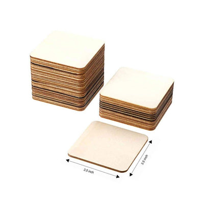 Blank Square Wooden Boards for Painting, Cutting & DIY Crafts (75 Pcs)
