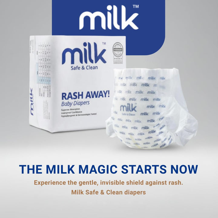 Milk (Size-M) Flexi Tape Baby Diapers | 42 Count | 6-11 kg | Rash Protection, Leak-Proof, Soft & Comfortable Diapers