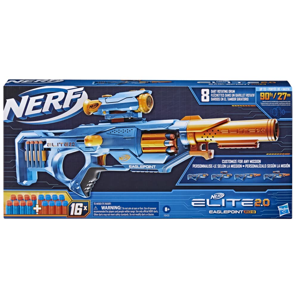 Original Nerf Elite 2.0 Eaglepoint RD-8 Dart Blaster with 16 Darts by Hasbro