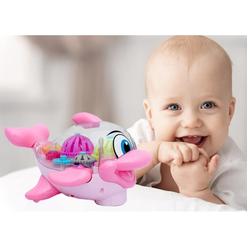 360 Degree Rotating Transparent 3D Dolphin Toy with Sound and Lights