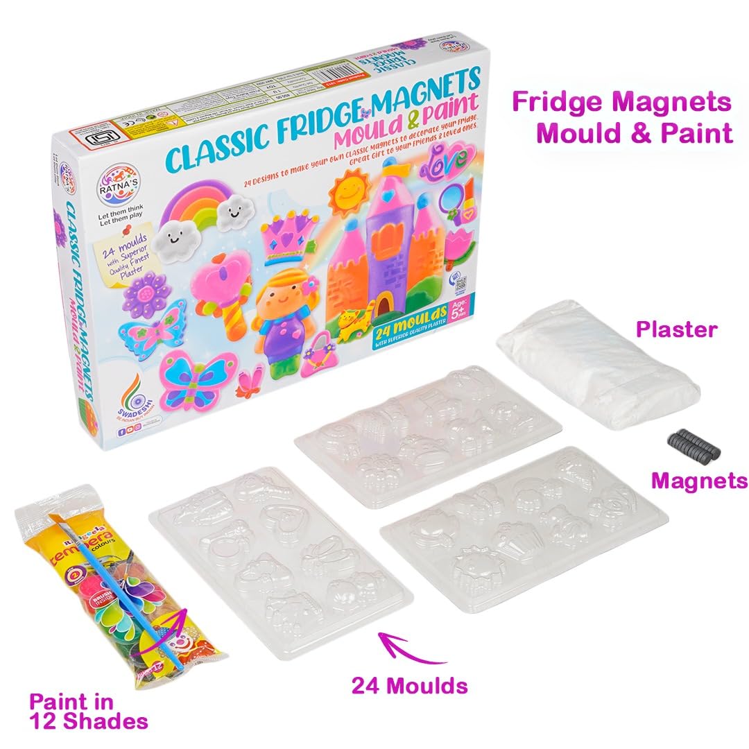 Ratna's Classic Fridge Magnets Mould & Paint Senior I 24 Moulds I DIY Art & Craft Kit